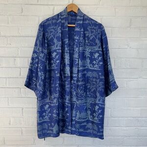 Silky vintage indigo blue robe